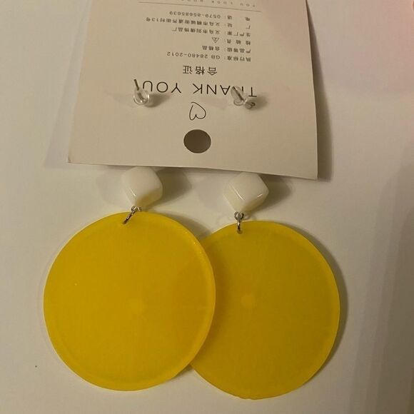 Thank you lemon studs white dangle plugs earrings - Picture 2 of 3